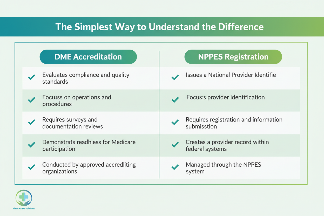 DME Accreditation  vs NPPES Registration